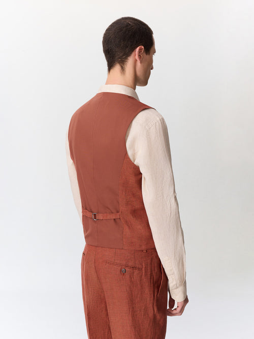 Gilet de costume en lin terracotta - Father & Sons   - 2 
