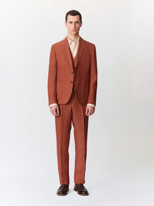 Gilet de costume en lin terracotta - Father & Sons   - 5 