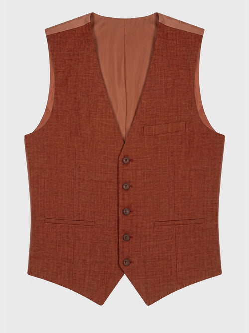 Gilet de costume en lin terracotta - Father & Sons   - 6 