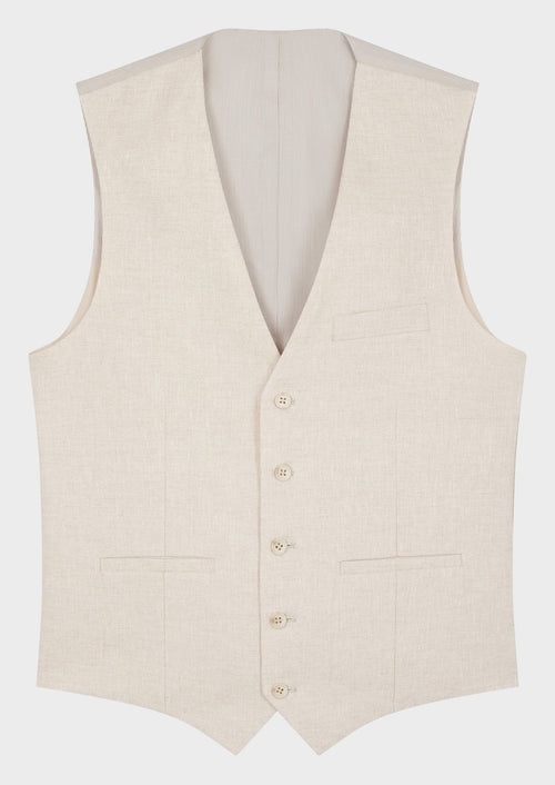 Gilet casual en lin uni beige - 1 - Father & Sons   - 18 