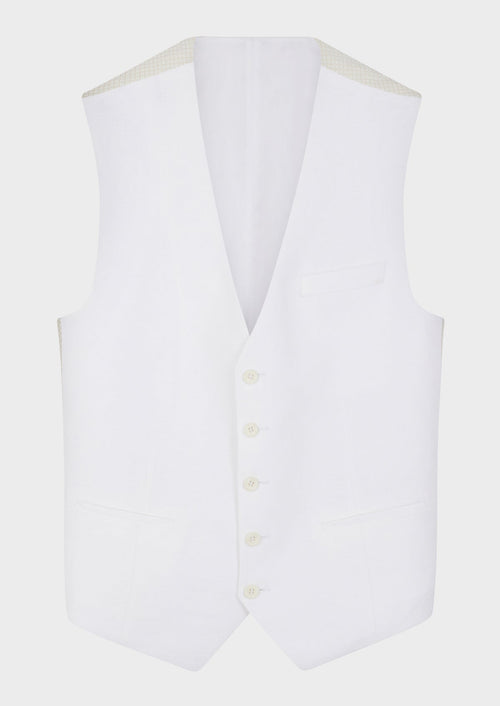 Gilet casual en lin uni blanc - 1 - Father & Sons   - 11 