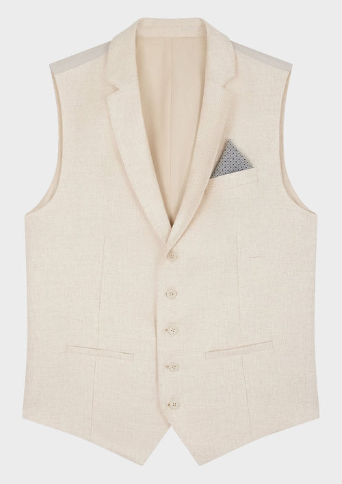 Gilet casual en lin uni sable - 1 - Father & Sons   - 17 