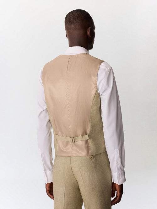 Gilet de costume en lin et coton vert d'eau - 2 - Father & Sons   - 14 
