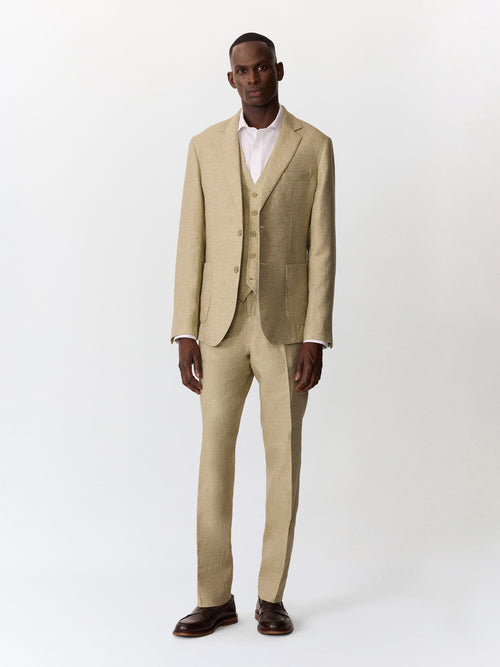 Gilet de costume en lin et coton vert d'eau - Father & Sons   - 5 