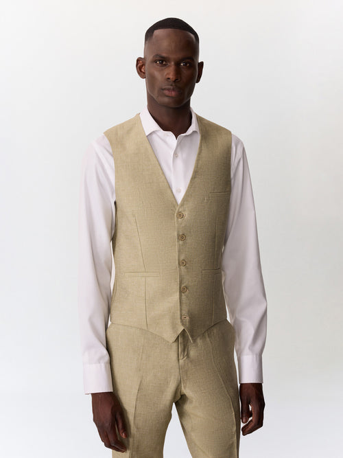 Gilet de costume en lin et coton vert d'eau - 1 - Father & Sons   - 14 