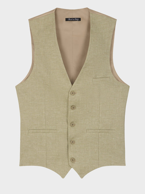 Gilet de costume en lin et coton vert d'eau - Father & Sons   - 1 