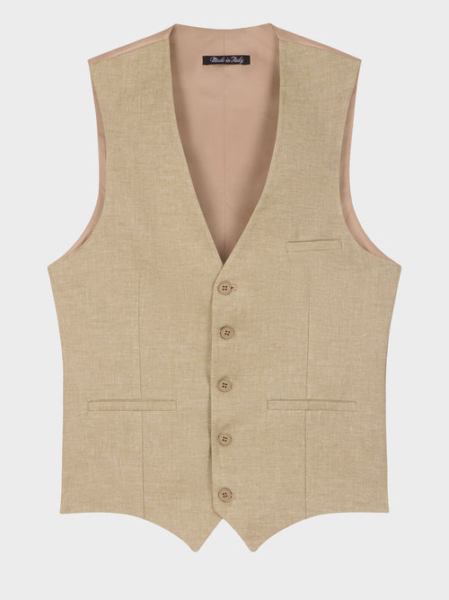 Gilet de costume en lin et coton vert d'eau - Father & Sons   - 6 