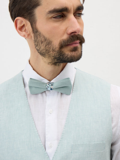 Gilet de costume en lin vert d'eau - Father & Sons   - 4 
