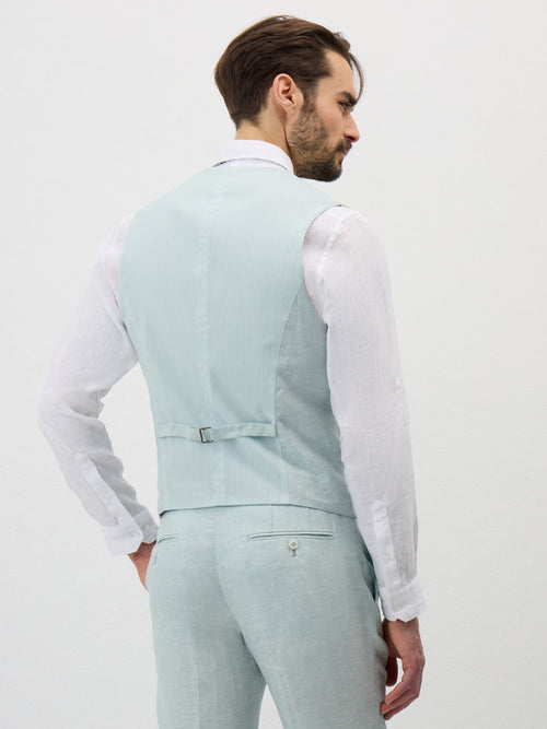 Gilet de costume en lin vert d'eau - 2 - Father & Sons   - 18 