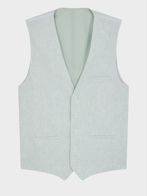 Gilet de costume en lin vert d'eau - Father & Sons   - 5 