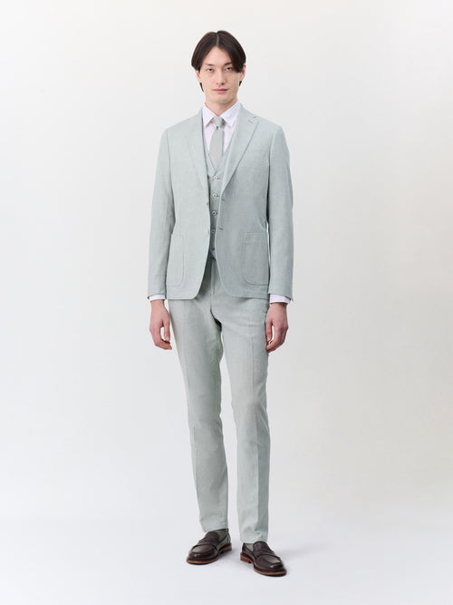 Gilet de costume en coton et lin vert d'eau - Father & Sons   - 4 