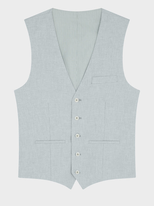 Gilet de costume en coton et lin vert d'eau - Father & Sons   - 5 