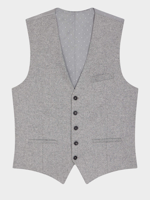 Gilet de costume en laine mélangée grise - Father & Sons   - 4 