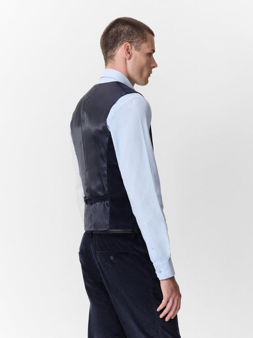 Gilet de costume en velours côtelé bleu marine - 2 - Father & Sons   - 20 