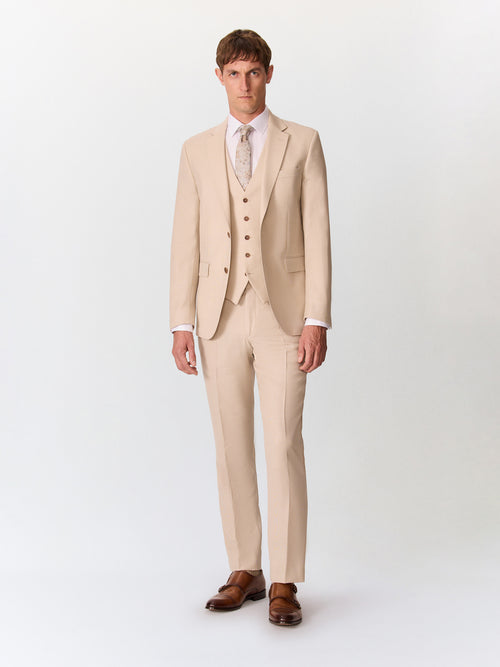 Gilet de costume en laine beige - Father & Sons   - 4 
