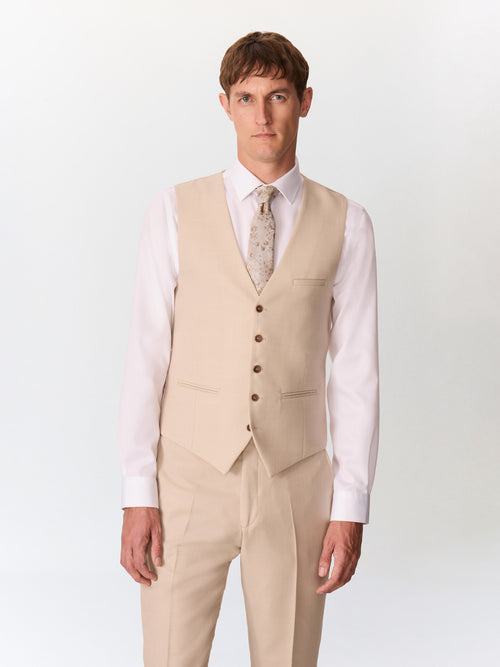 Gilet de costume en laine beige - Father & Sons   -  