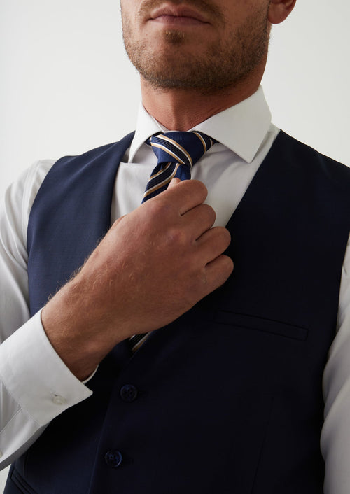 Gilet de costume en laine Vitale Barberis Canonico bleu marine Prince de Galles - 2 - Father & Sons   - 14 