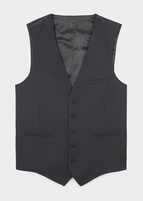 Gilet de costume en laine Vitale Barberis Canonico unie gris foncé - 1 - Father & Sons   - 10 