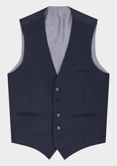 Gilet de costume en laine unie bleu marine - 1 - Father & Sons   - 6 