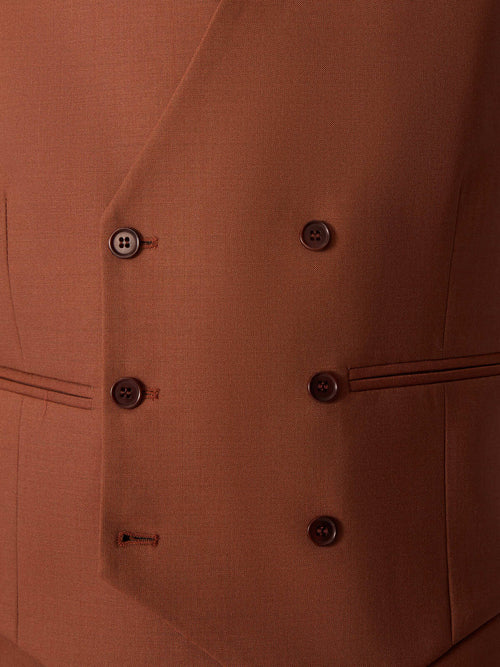 Gilet de costume croisé en laine terracotta - Father & Sons   - 4 