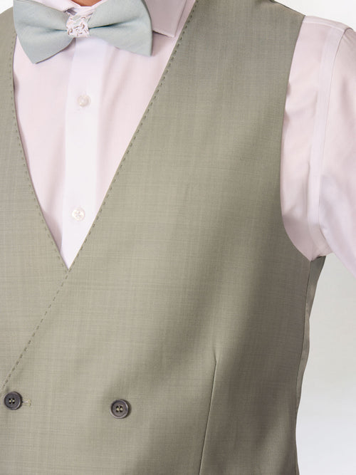 Gilet de costume croisé en laine vert d'eau - Father & Sons   - 3 