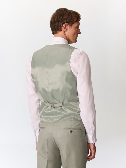 Gilet de costume croisé en laine vert d'eau - Father & Sons   - 2 