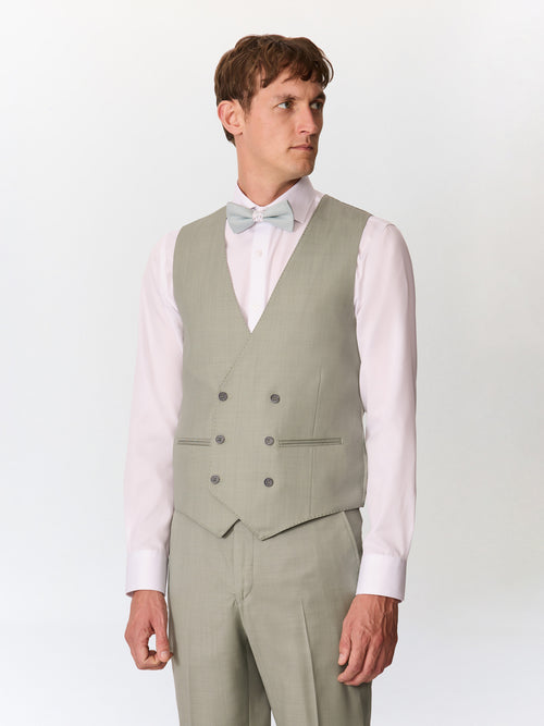 Gilet de costume croisé en laine vert d'eau - Father & Sons   -  