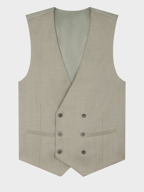 Gilet de costume croisé en laine vert d'eau - Father & Sons   - 6 