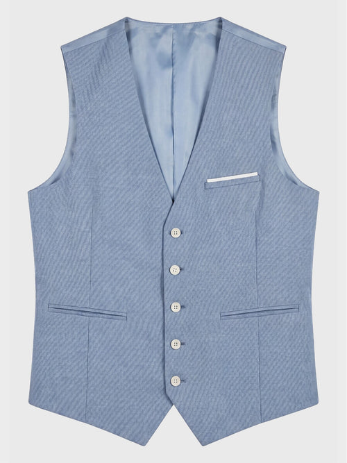 Gilet de costume en laine unie bleu clair - 1 - Father & Sons   - 1 