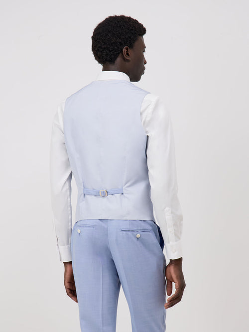 Gilet de costume en laine unie bleu clair - 2 - Father & Sons   - 2 