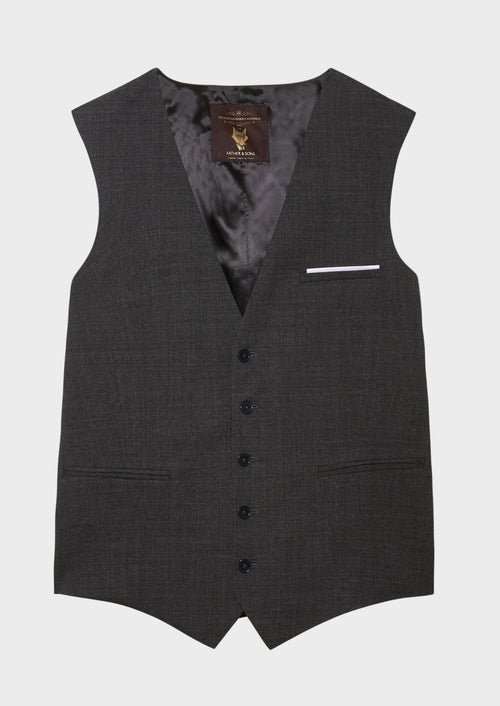 Gilet de costume voyage en laine unie grise - 1 - Father & Sons   - 12 