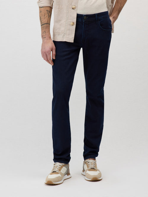 Jean Jody Slim en coton mélangé bleu indigo - 1 - Father & Sons   - 4 