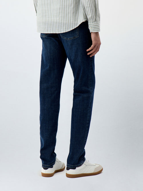 Jean Jody Slim en coton mélangé bleu indigo - 2 - Father & Sons   - 16 