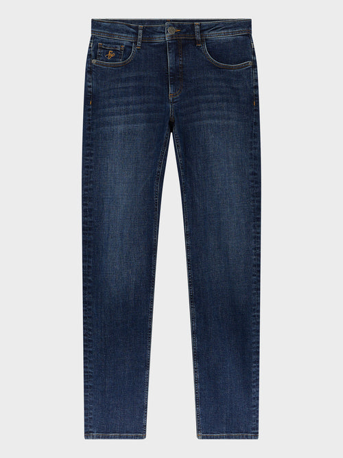 Jean Jody Slim en coton mélangé bleu indigo - 1 - Father & Sons   - 5 