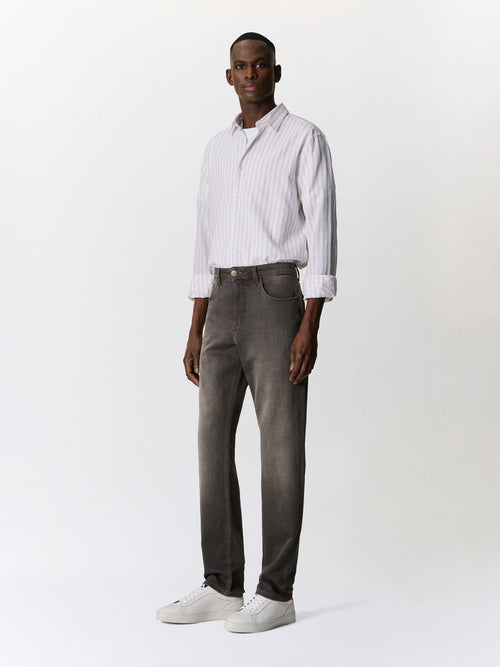Jean Jack semi regular en coton stretch marron - Father & Sons   - 4 