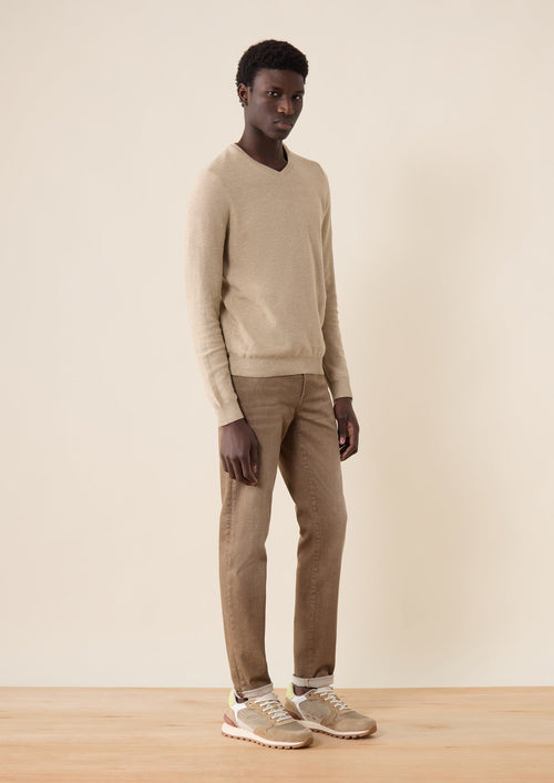 Jean skinny en coton stretch beige - 1 - Father & Sons   - 21 
