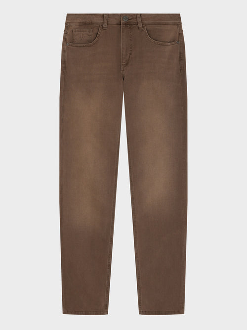 Jean Jody Slim en coton stretch marron - Father & Sons   - 5 