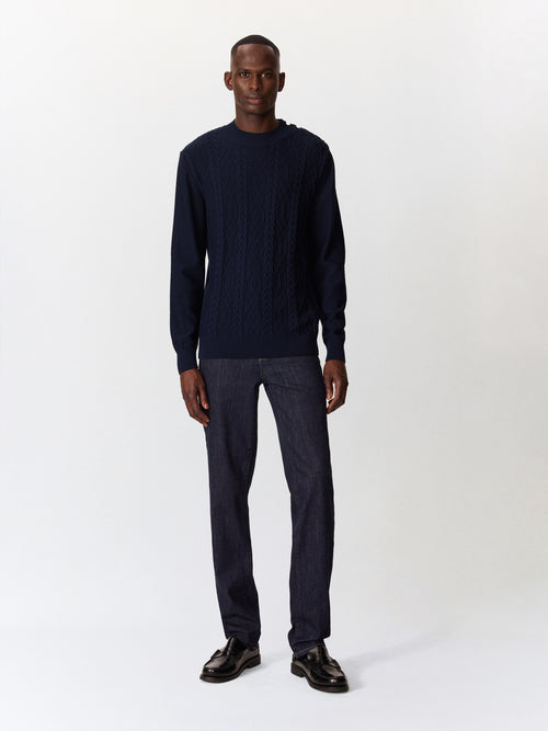 Jean Jim slim en coton stretch bleu indigo - Father & Sons   - 5 