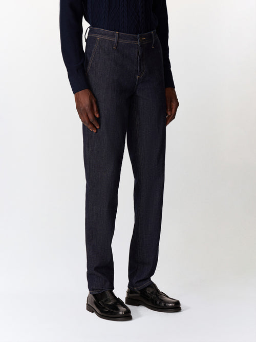 Jean Jim slim en coton stretch bleu indigo - 1 - Father & Sons   - 11 