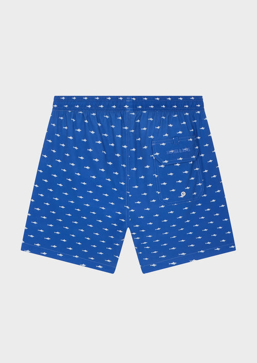 Maillot de bain bleu saphir à motif fantaisie blanc - Father & Sons   - 2 