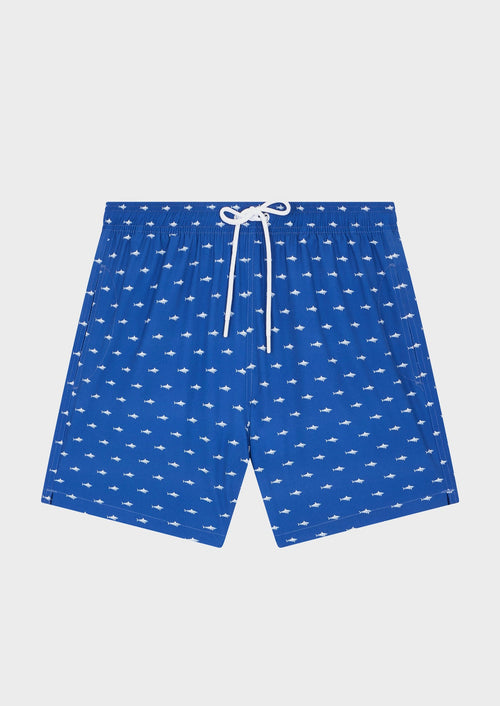 Maillot de bain bleu saphir à motif fantaisie blanc - Father & Sons   - 1 