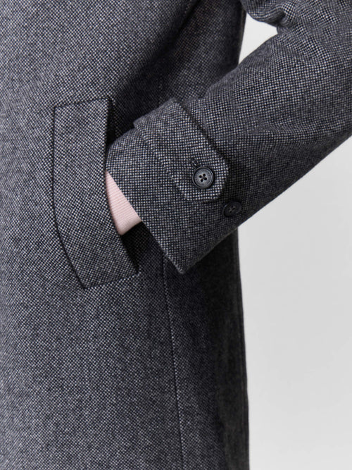Manteau en laine mélangée anthracite à capuche amovible - Father & Sons   - 3 
