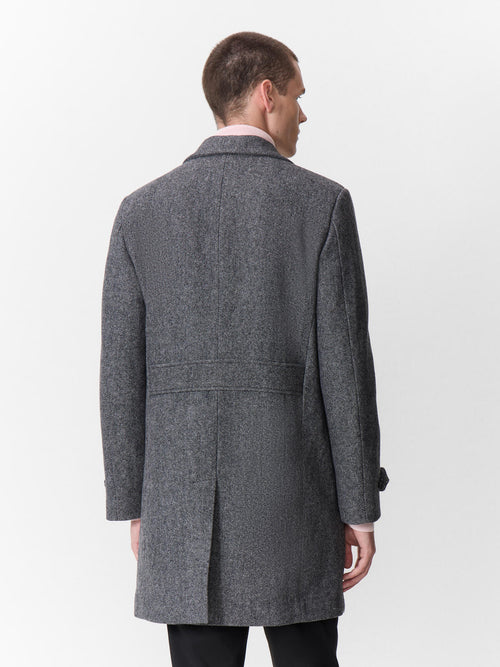 Manteau en laine mélangée anthracite à capuche amovible - 2 - Father & Sons   - 19 