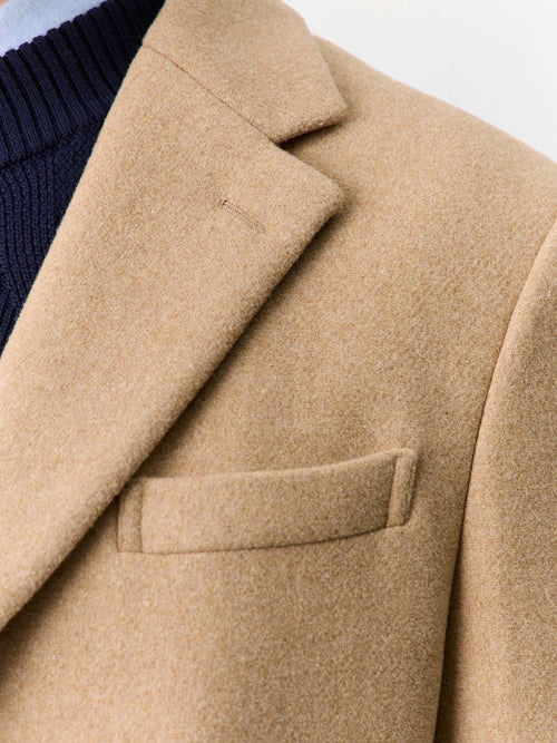 Manteau en laine mélangée camel à parementure amovible - Father & Sons   - 4 