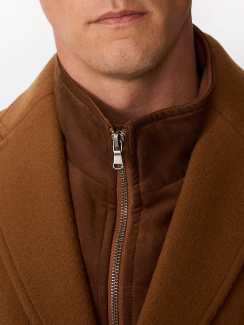 Manteau en laine mélangée camel à parementure amovible - Father & Sons   - 3 