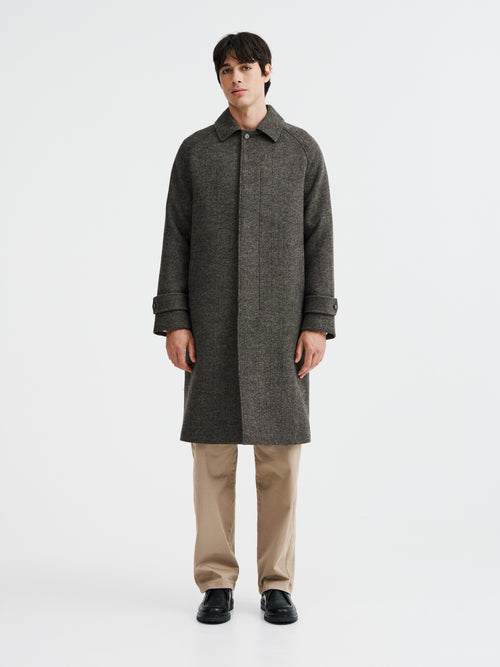 Manteau Balmacaan en laine mélangée marron - Father & Sons   - 3 