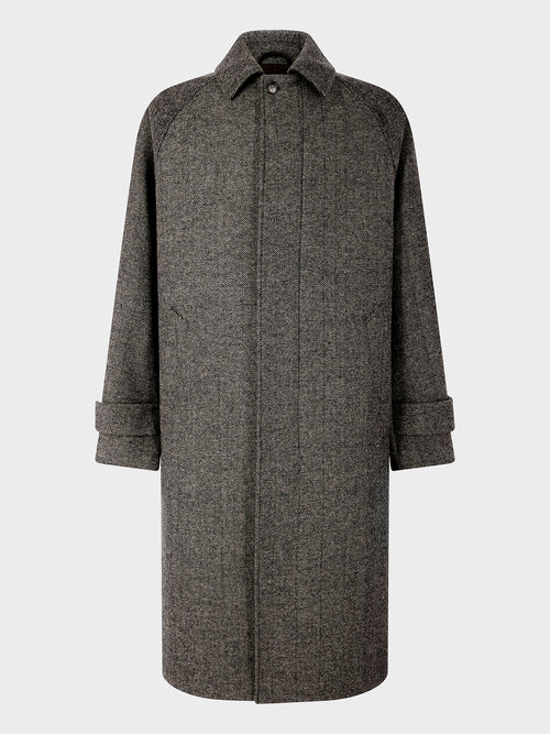 Manteau Balmacaan en laine mélangée marron - Father & Sons   - 9 