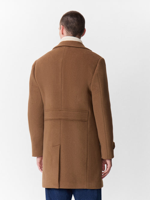 Manteau en laine mélangée cognac à capuche amovible - 2 - Father & Sons   - 2 