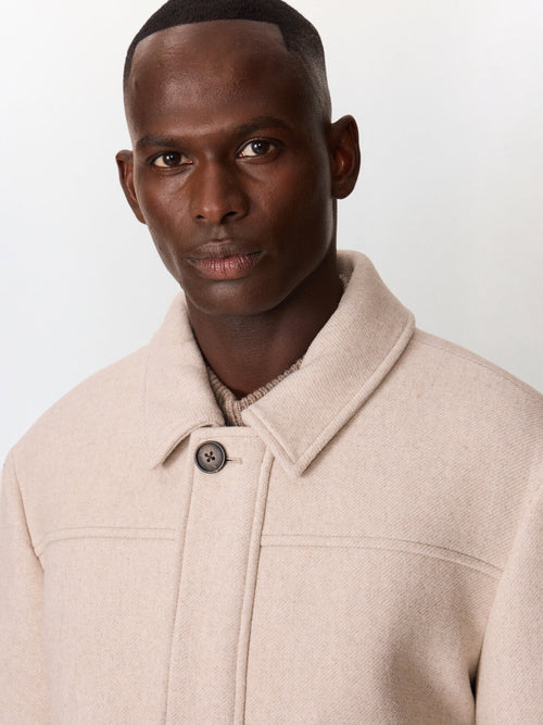 Manteau en laine mélangée beige clair - Father & Sons   - 3 