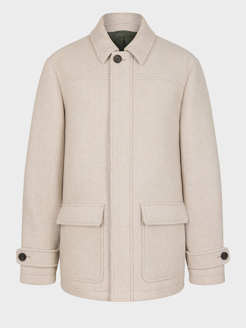 Manteau en laine mélangée beige clair - Father & Sons   - 1 